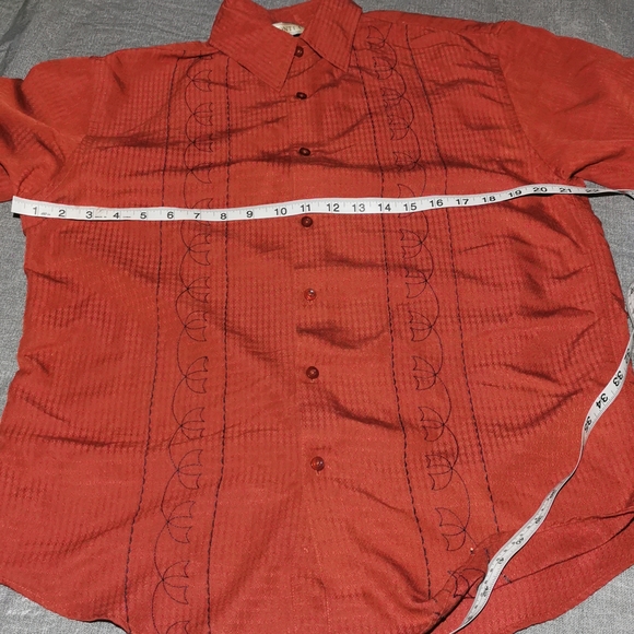 Monte Carlo medium m long sleeved Button up  button down shirt burnt red colour - Picture 5 of 10